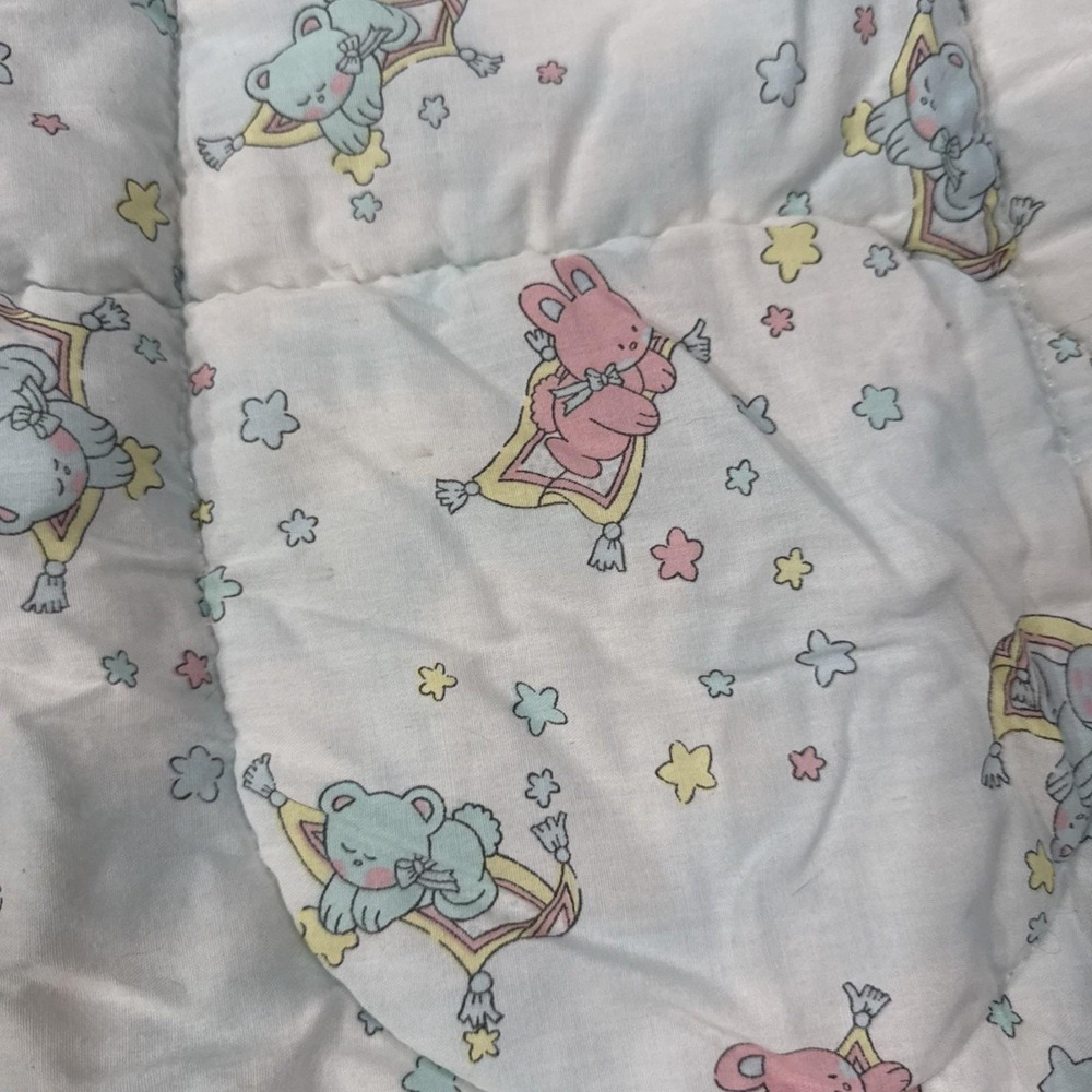 Vintage Baby Crib‎ Quilt Blanket Baby Animals 33x42 - Picture 2 of 4